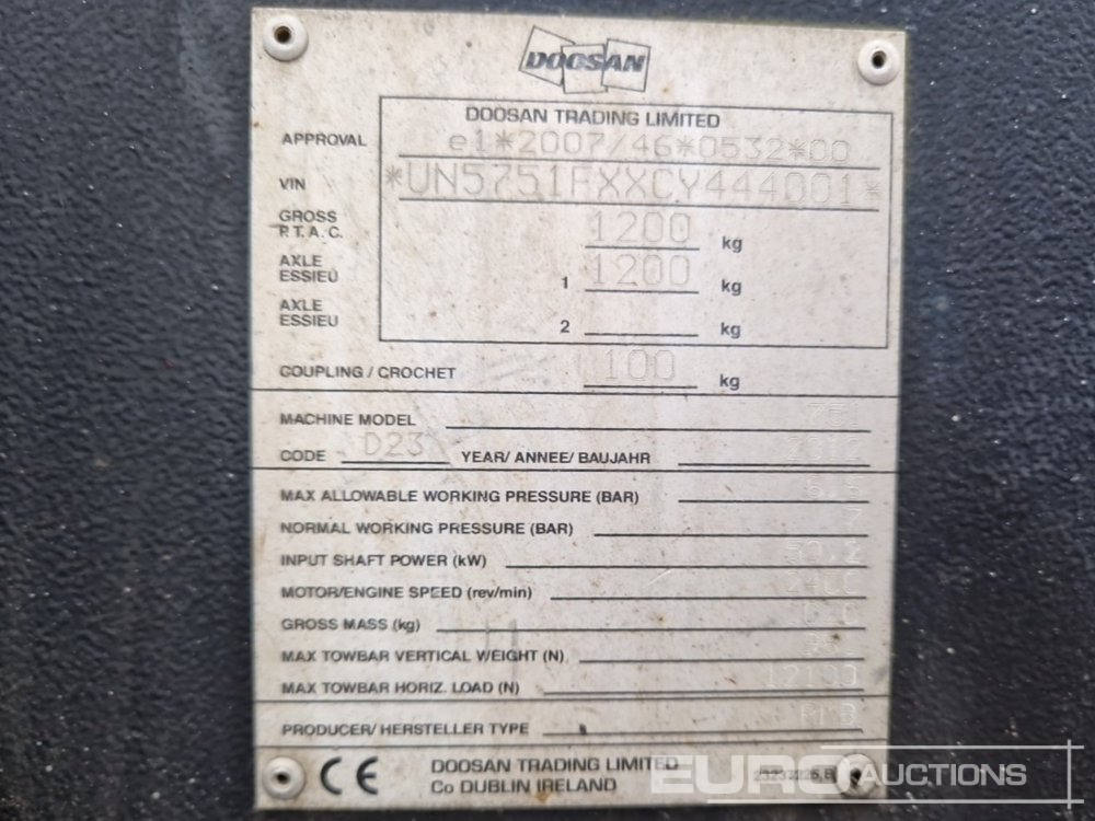 Luftkompressor 2012 Doosan 751 175CFM: bild 16