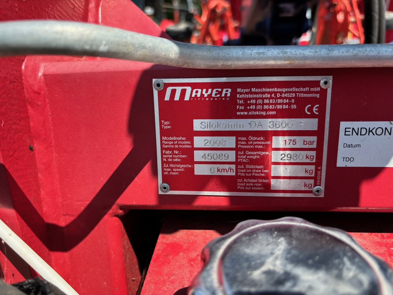 Mayer Siloking mm DA 3600 F - Utrustning för ensilage: bild 2 Mayer Siloking mm DA 3600 F - Utrustning för ensilage: bild 2