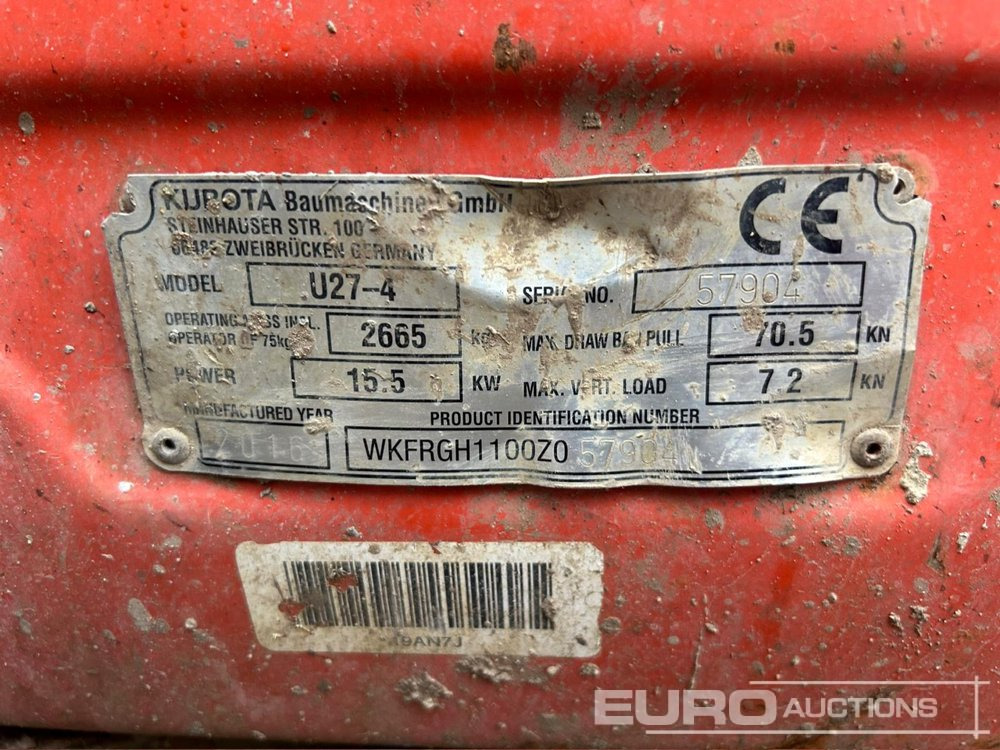 2016 Kubota U27-4 - Minigrävmaskin: bild 5 2016 Kubota U27-4 - Minigrävmaskin: bild 5