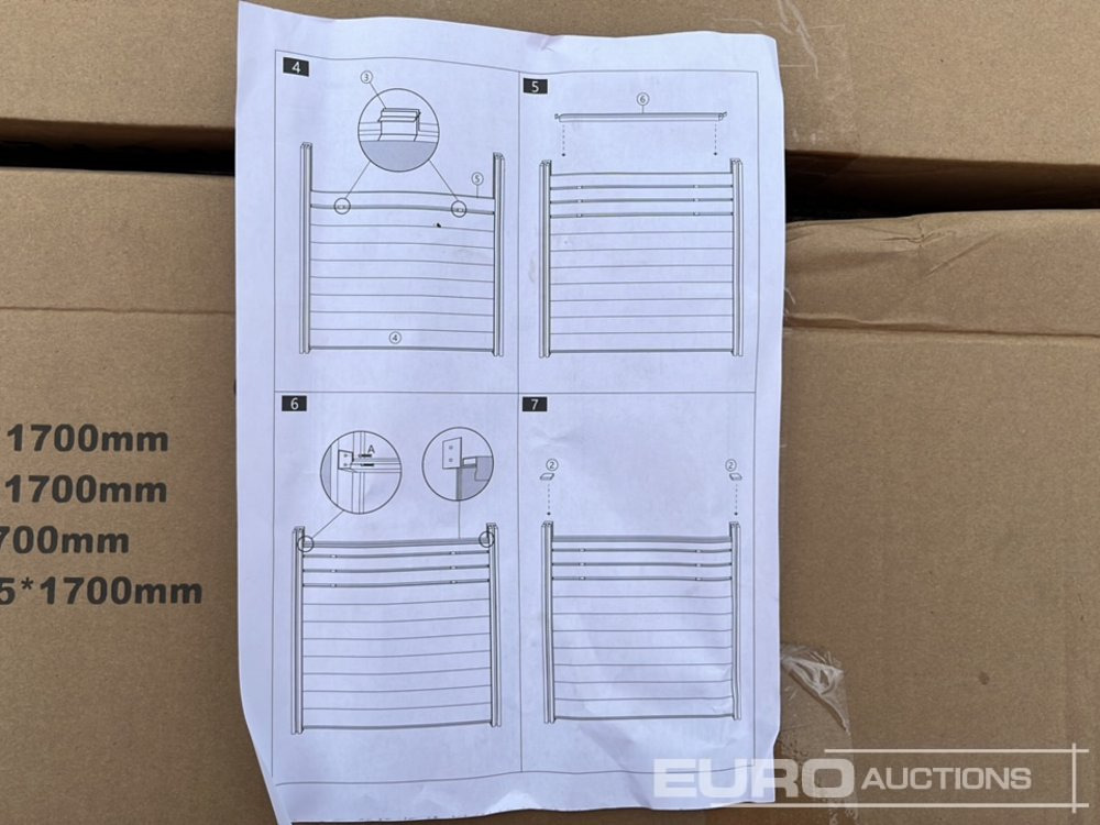 Entreprenadutrustning Unused 1.7m Wide Teak Composite Fence Panel (20 Panels), 2.45m Black Aluminium Post (21 Posts), Complete With Assembly Kit: bild 22