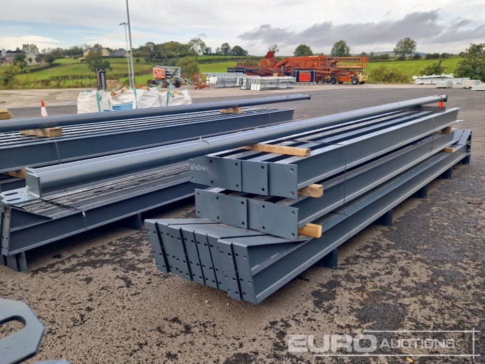 Unused 60' x 40' x 16.5' Steel Frame Building, 12.5 Roof Pitch, Purlin Cleats, Roof Bracing - Container hus: bild 3 Unused 60' x 40' x 16.5' Steel Frame Building, 12.5 Roof Pitch, Purlin Cleats, Roof Bracing - Container hus: bild 3