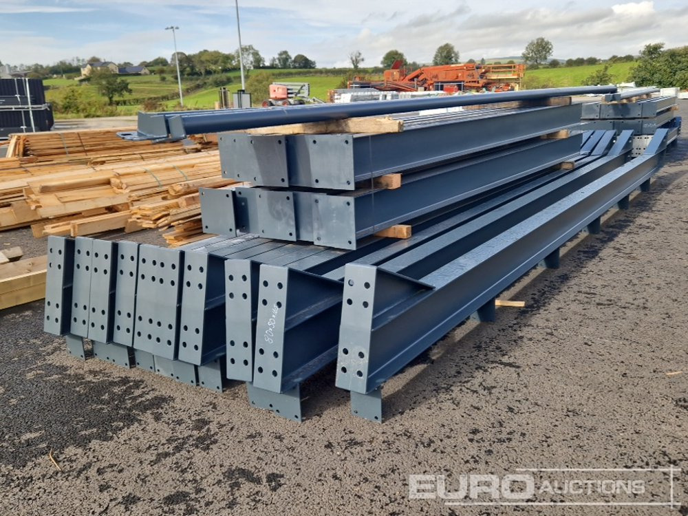 Unused 80' x 50’ x 16.5' Steel Frame Building, 12.5 Roof Pitch, Purlin Cleats, Roof Bracing - Container hus: bild 1 Unused 80' x 50’ x 16.5' Steel Frame Building, 12.5 Roof Pitch, Purlin Cleats, Roof Bracing - Container hus: bild 1