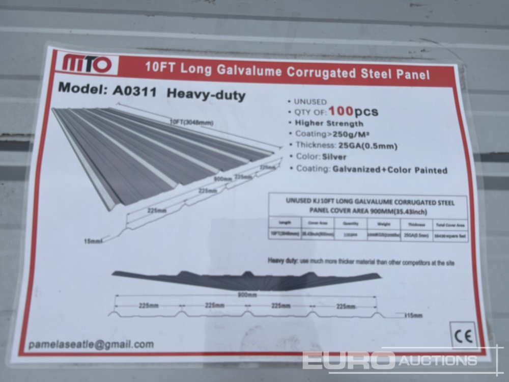Unused A0311 Steel Cladding (100 Sheets) - Entreprenadutrustning: bild 1 Unused A0311 Steel Cladding (100 Sheets) - Entreprenadutrustning: bild 1
