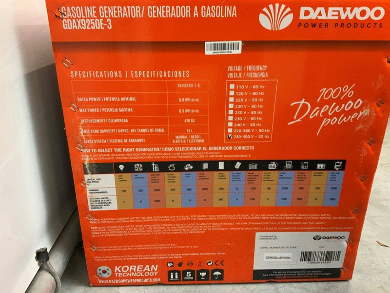 Daewoo GDAX9250E-3 - Elgenerator: bild 5 Daewoo GDAX9250E-3 - Elgenerator: bild 5